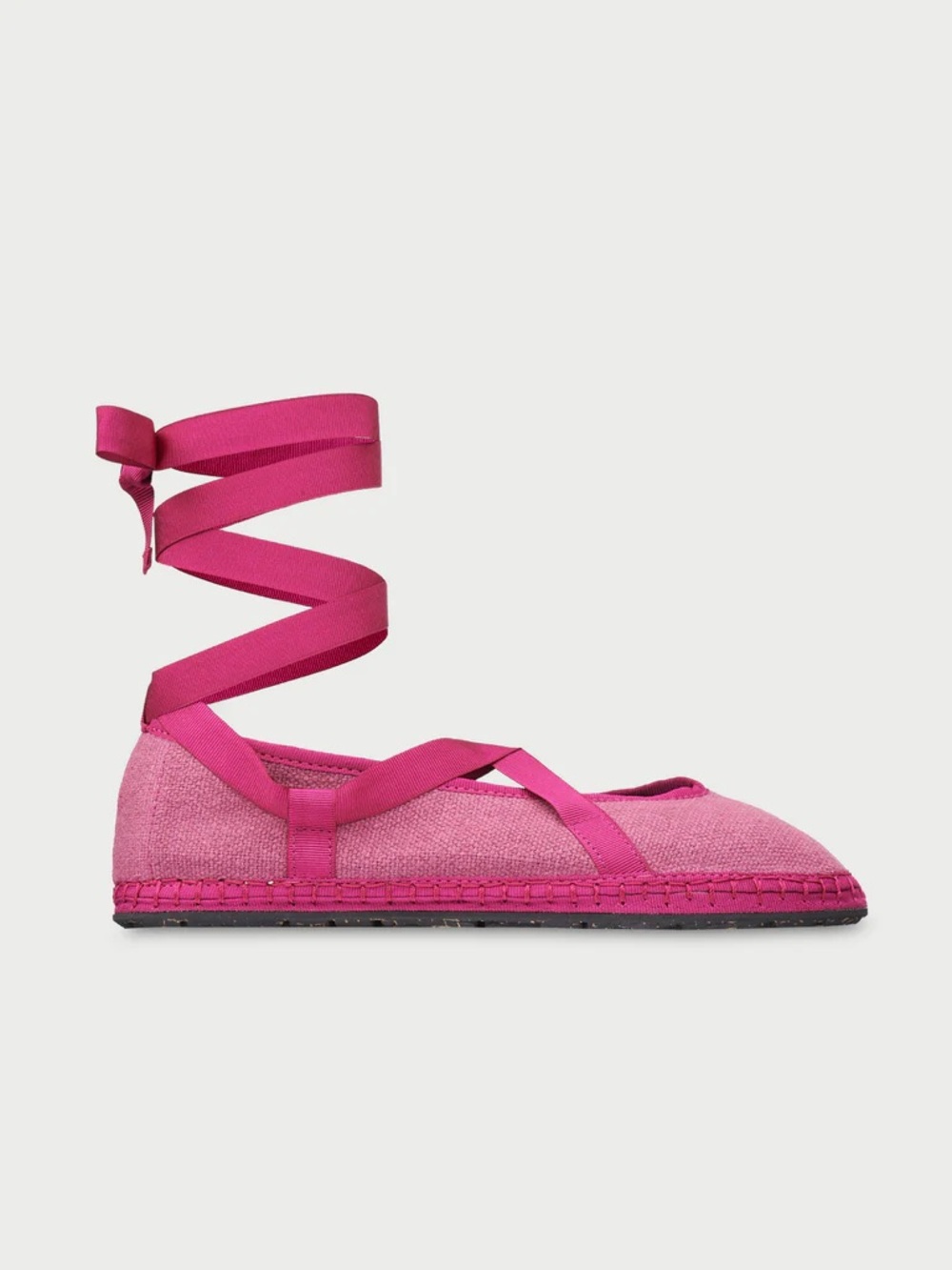 Fuchsia Lace-Up Espadrille Ballet Flat